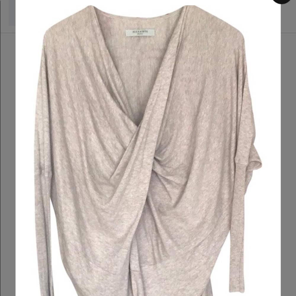 All Saints twisted tie front sweater great for traveling